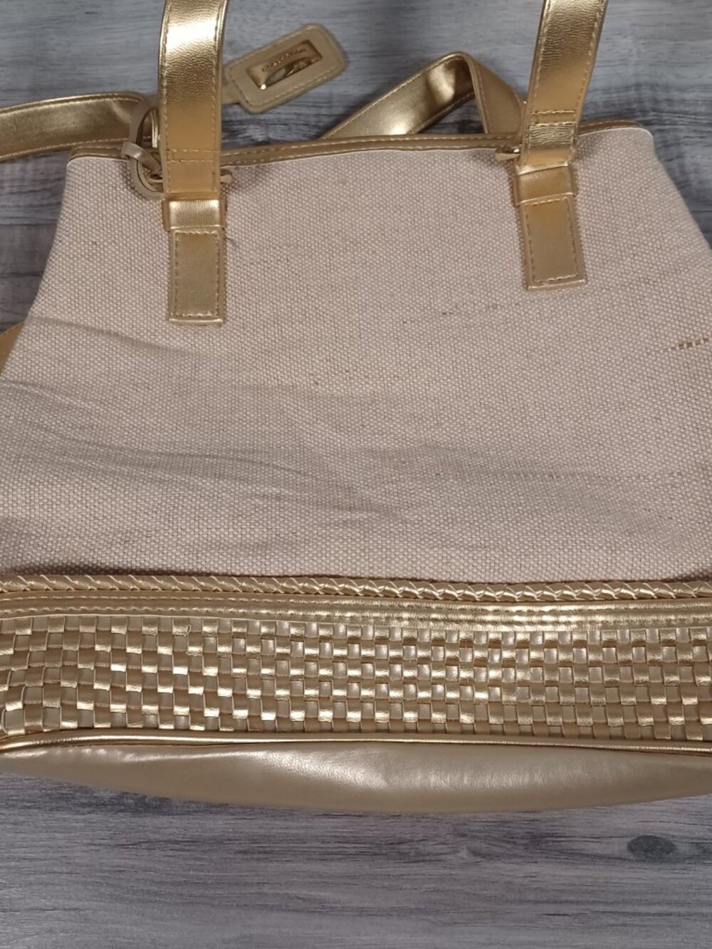 Unbranded Women's Shoulder Bag Tan and Gold Mesh Double Straps - Picture 5 of 13